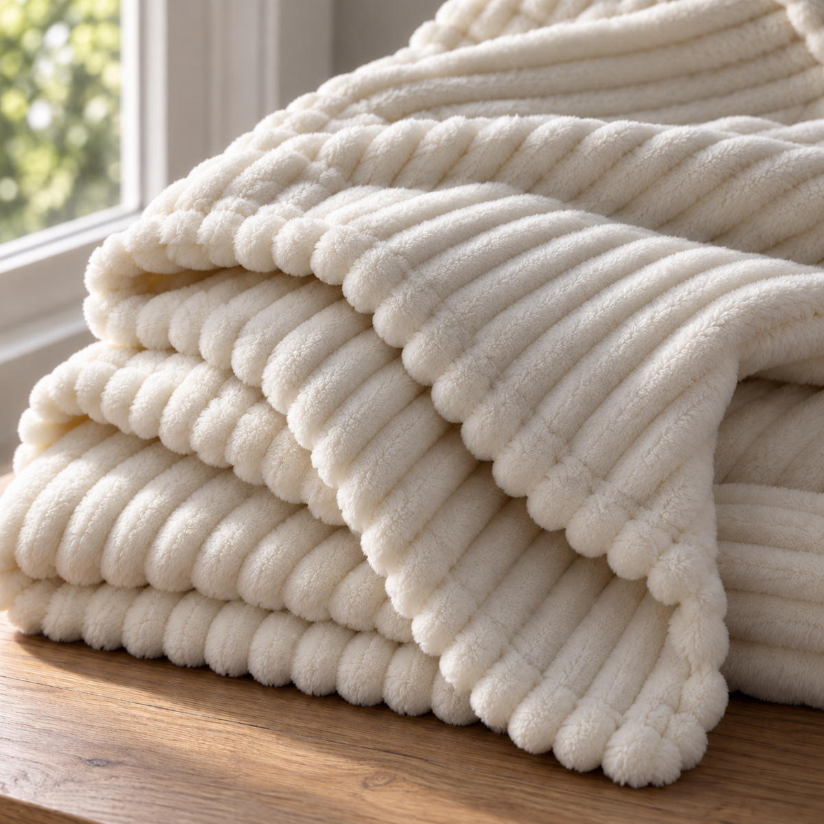 Ivory Plume blanket texture and styling
